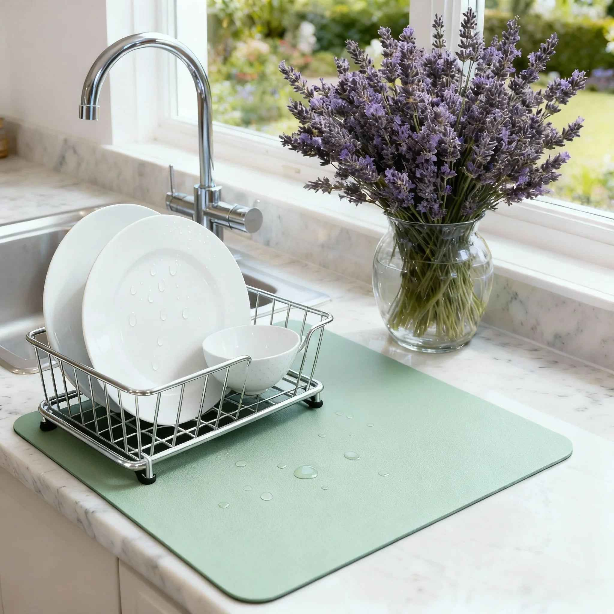 Strabella Coffee Bar Mat - Super Absorbent Coffee Mat, Quick Dry, Non-Slip in Dark Gray