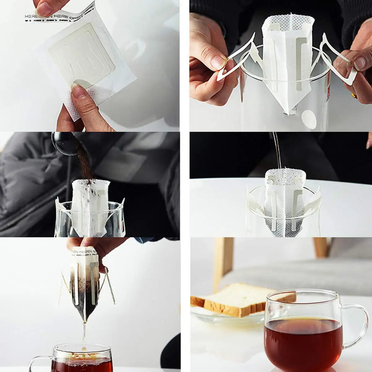 DecorBites™ Disposable Coffee Filter Cup Drip Bag, Paper Hanging Ears Pour Over Brewer